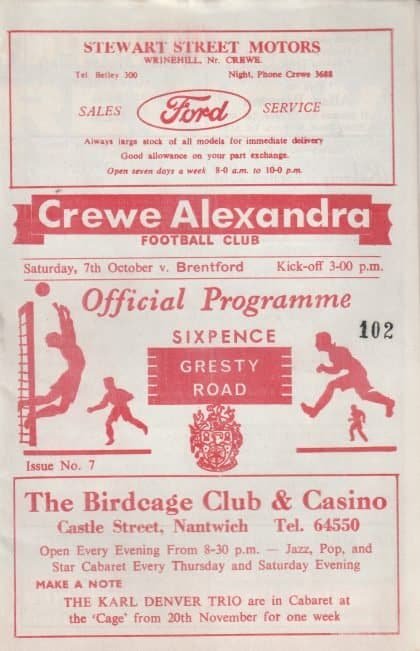 Crewe Alexandra v Brentford 07-Oct-1967