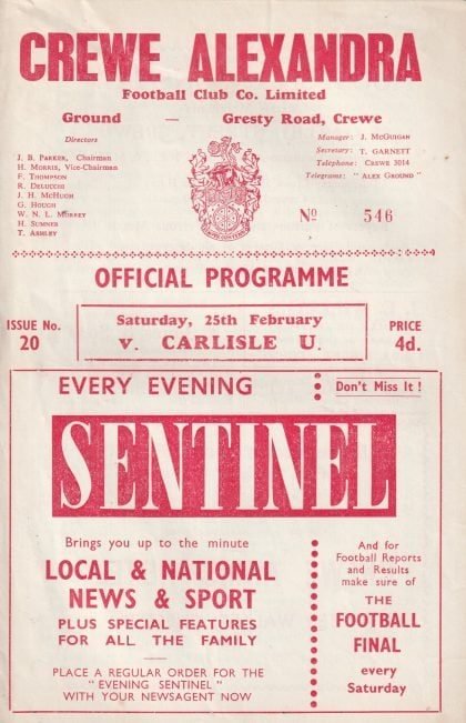 Crewe Alexandra v Carlisle United 25-Feb-1961