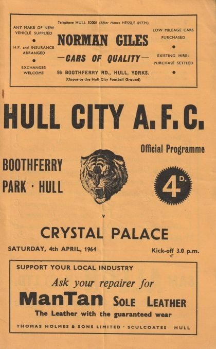 Hull City v Crystal Palace 04-Apr-1964