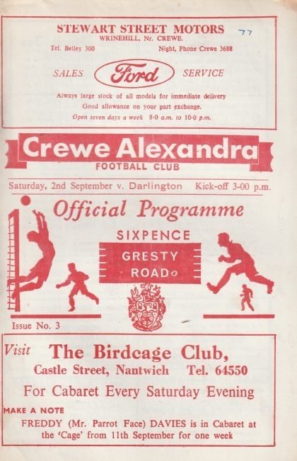 Crewe Alexandra v Darlington   02-Sep-1967