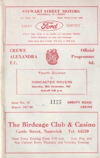 Crewe Alexandra v Doncaster Rovers 30-Dec-1967