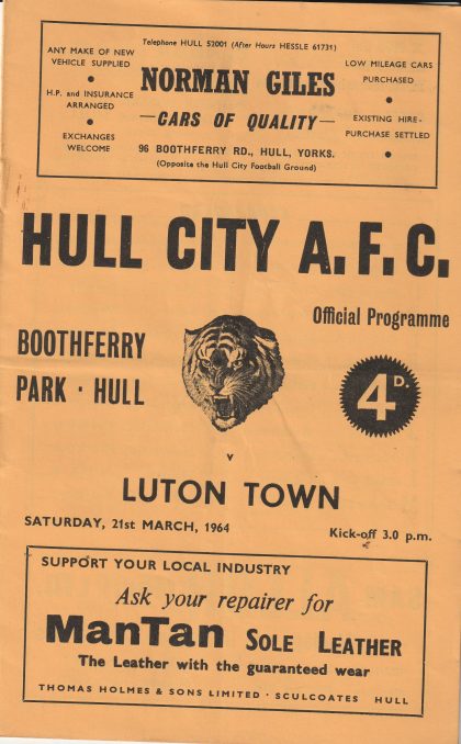 Hull City v Luton Town  21-Mar-1964