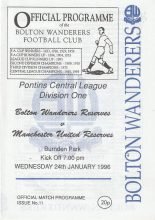 Bolton Wanderers Reserves v Manchester United Reserves 24-Jan-1996