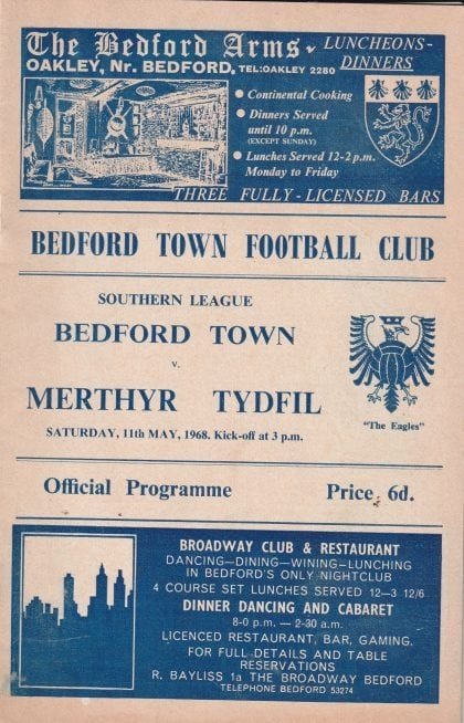 Bedford Town v Merthyr Tydfil  11-May-1968