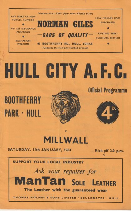 Hull City v Millwall 11-Jan-1964