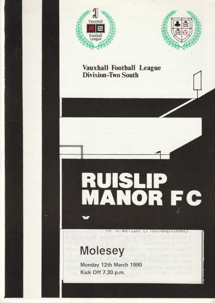 Ruislip Manor v Molesey  12-Mar-1990