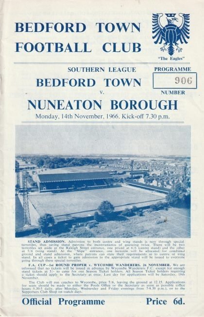 Bedford Town v Nuneaton Borough  14-Nov-1966