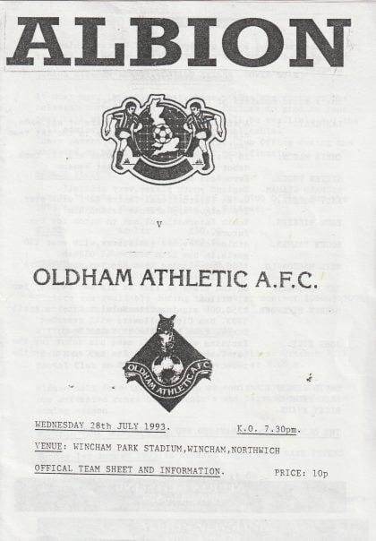 Witton Albion v Oldham Athletic  28-Jul-1993
