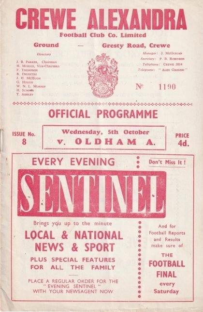 Crewe Alexandra v Oldham Athletic 05-Oct-1960