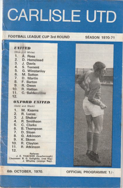Carlisle United v Oxford United 06-Oct-1970