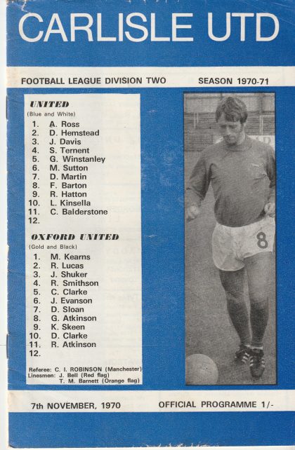 Carlisle United v Oxford United 07-Nov-1970