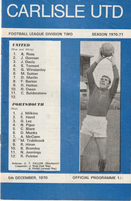 Carlisle United v Portsmouth  05-Dec-1970