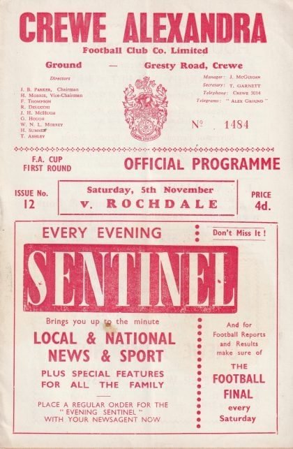 Crewe Alexandra v Rochdale 05-Nov-1961