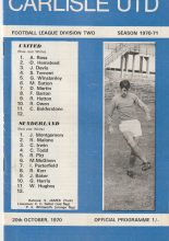 Carlisle United v Sunderland 20-Oct-1970