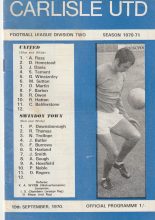 Carlisle United v Swindon Town  19-Sep-1970