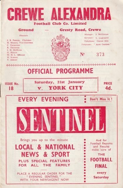 Crewe Alexandra v York City 21-Jan-1961