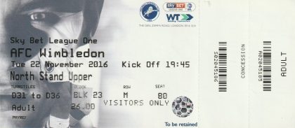 Millwall v AFC Wimbledon  22-Nov-2016