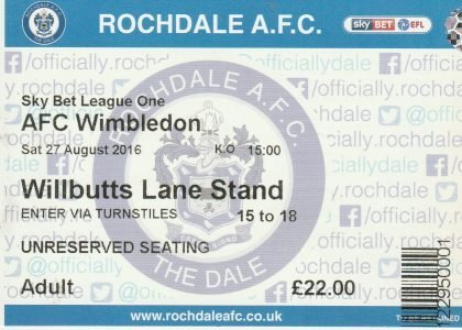 Rochdale v Gillingham 27-Aug-2016