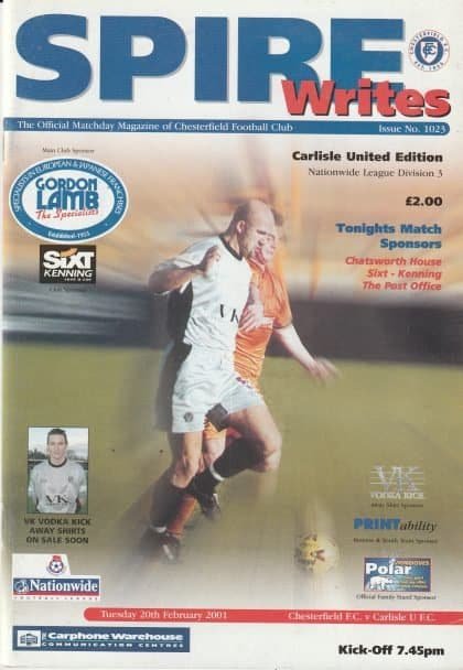 Chesterfield v Carlisle United  20-Feb-2001