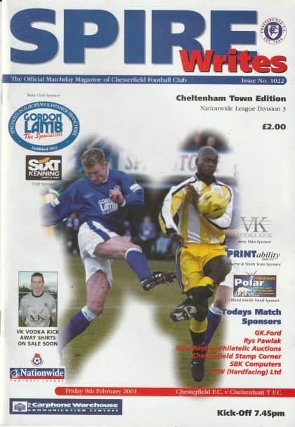 Chesterfield v Cheltenham Town  09-Feb-2001