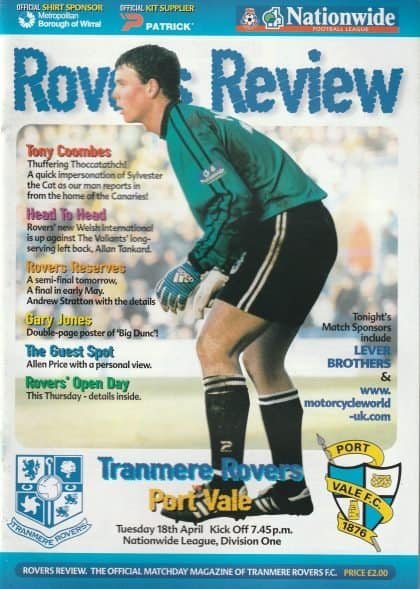 Tranmere Rovers v Port Vale 18-Apr-2000