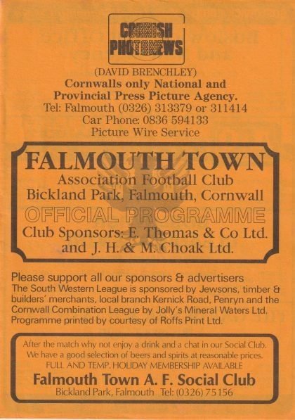 Falmouth Town v Teignmouth  02-May-1987