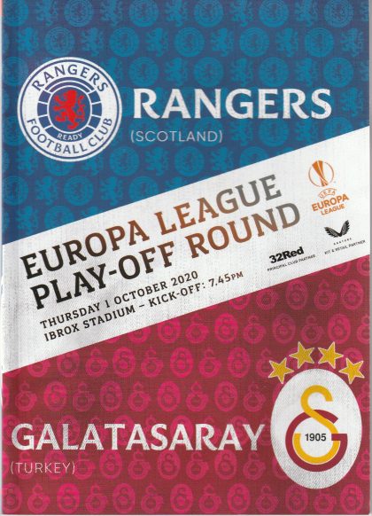 Glasgow Rangers v Galatasaray   01-Oct-2020
