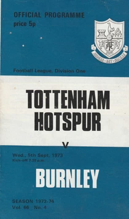Tottenham Hotspur v Burnley 05-Sep-1973