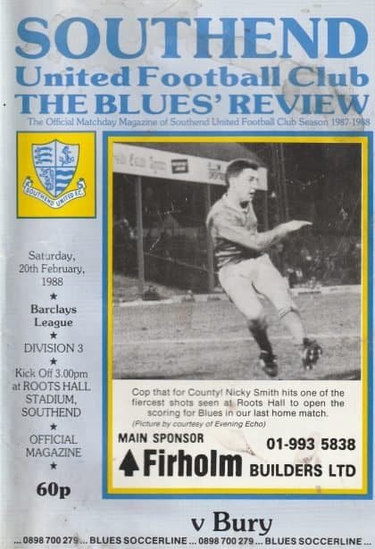 Southend United v Bury  20-Feb-1988