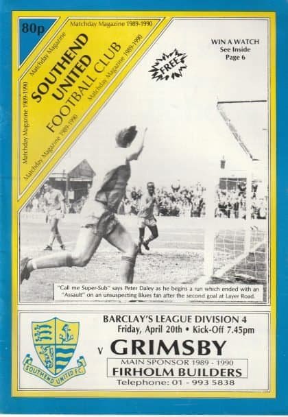 Southend United v Grimsby Town  20-Apr-1990