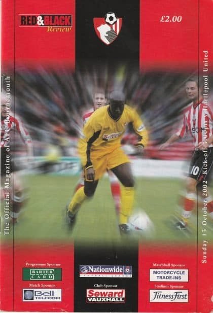 AFC Bournemouth v Hartlepool United  15-Oct-2002