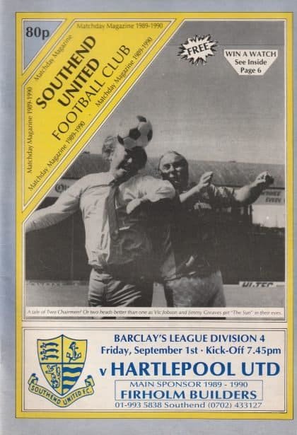 Southend United v Hartlepool United  01-Sep-1989