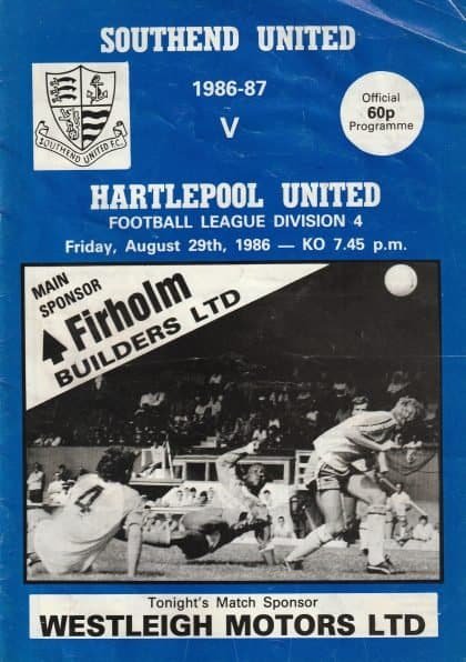 Southend United v Hartlepool United 29-Aug-1986