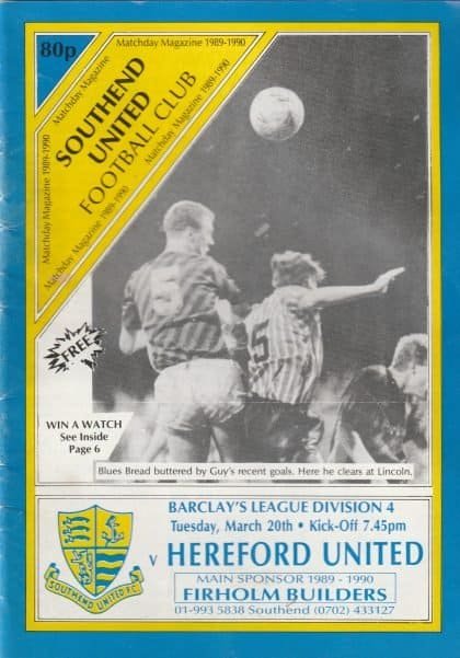 Southend United v Hereford United 20-Mar-1990