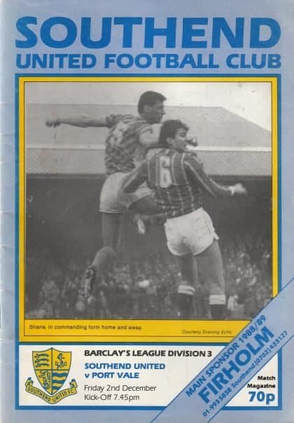 Southend United v Port Vale  02-Dec-1988