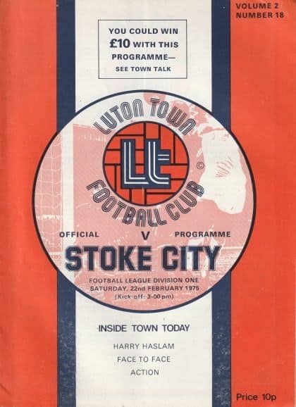 Luton Town v Stoke City 22-Feb-1975