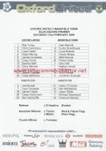Oxford United v Mansfield Town  21-Feb-2009