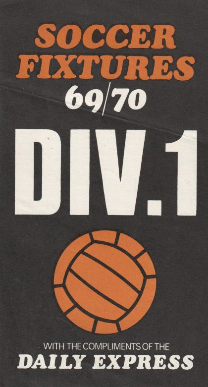 Division 1 Soccer fixtures 69/70