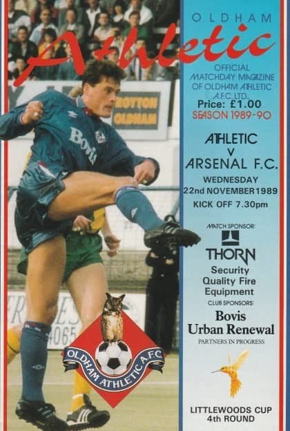 Oldham Athletic v Arsenal 22-Nov-1989