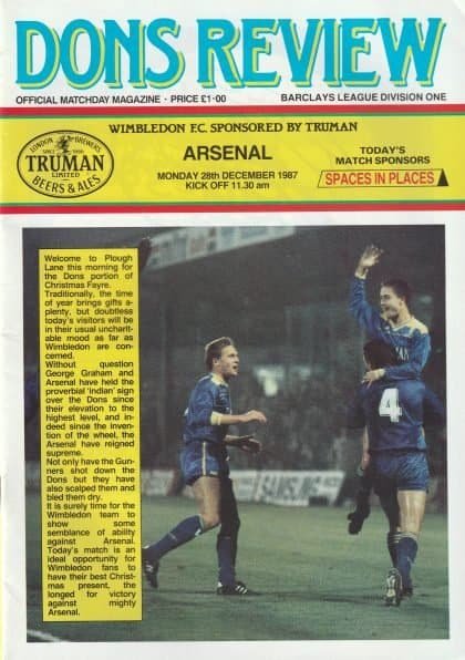 Wimbledon v Arsenal 28-Dec-1987