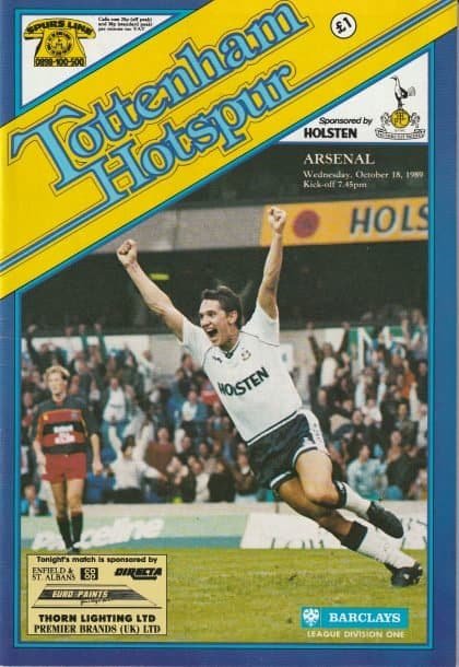 Tottenham Hotspur v Arsenal 18-Oct-1989