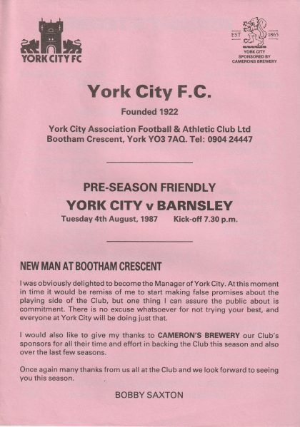 York City v Barnsley 04-Aug-1987