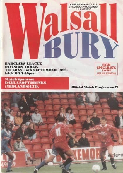 Walsall v Bury  15-Sep-1992