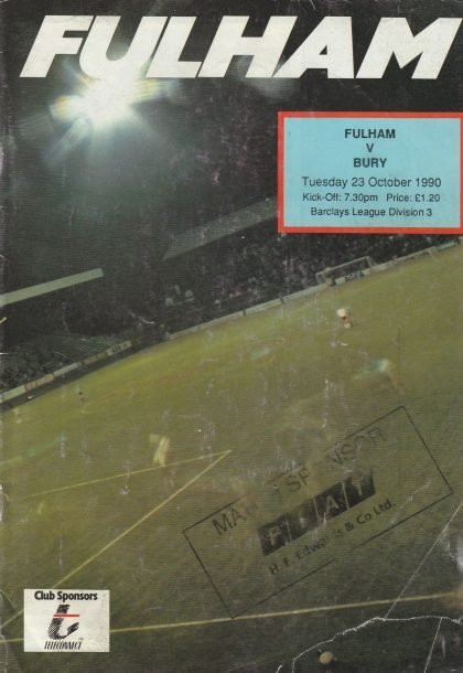 Fulham v Bury  23-Oct-1990