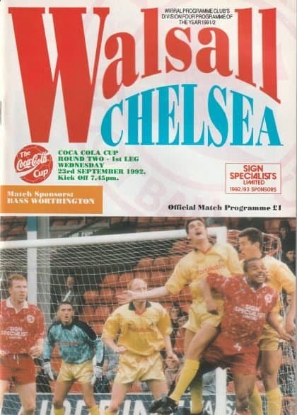 Walsall v Chelsea   23-Sep-1992