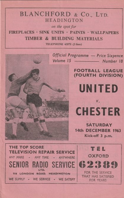 Oxford United v Chester 14-Dec-1963