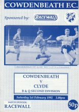 Cowdenbeath v Clyde 01-Feb-1992
