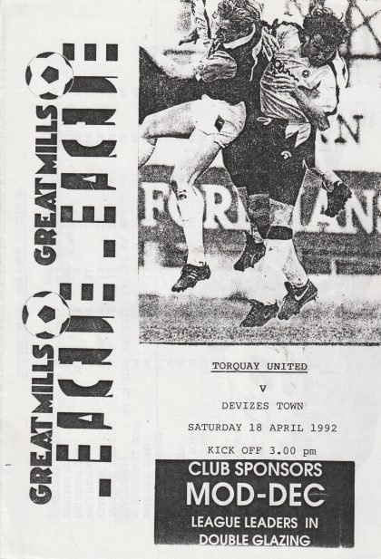 Torquay United v Devizes Town  18-Apr-1992