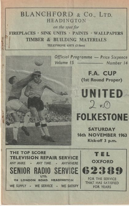 Oxford United v Folkestone  16-Nov-1963