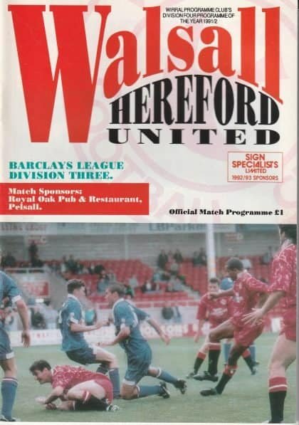 Walsall v Hereford United 26-Jan-1993